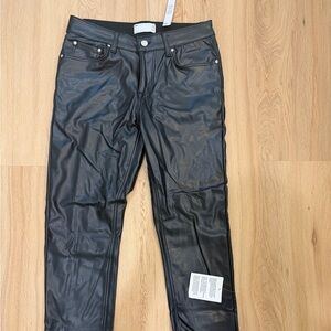 Men's Skinny Faux Leather Black Jeans 28x30